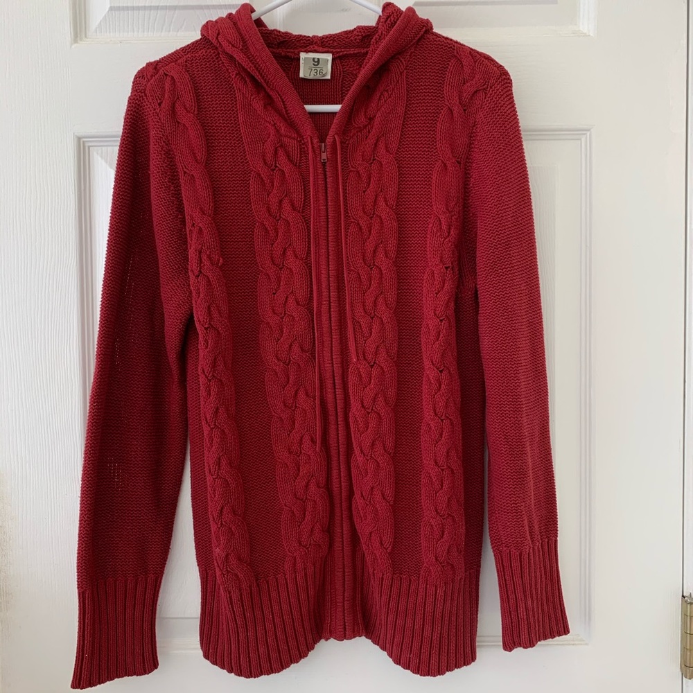 Motherhood Maternity Cable Knit Full Zip Sweater